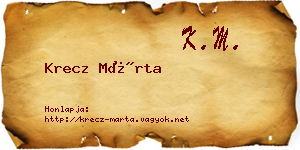 Krecz Márta névjegykártya
